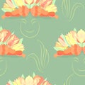 Seamless pattern and face with a flowery hairdo