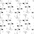 Seamless pattern with faces. Modern avant- garde poster. Trendy minimalistic face. One