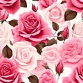 seamless pattern faded pink roses