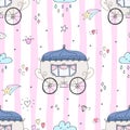 Seamless pattern with fairy tale carriage vector illustration