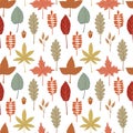 Seamless pattern with fall autumn leaves and twigs