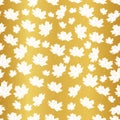 Seamless Pattern With Fall Leaf, Abstract Leaf Texture On Gold Background Design