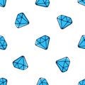 Seamless pattern with falling blue diamonds