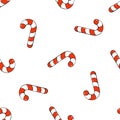 Seamless pattern with falling candy canes Royalty Free Stock Photo