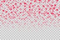 Seamless pattern with falling confetti hearts for Valentines day