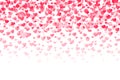 Seamless pattern with falling confetti hearts for Valentines day