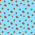 Seamless pattern falling red leaves on a blue background Royalty Free Stock Photo