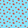 Seamless pattern falling red leaves on a blue background