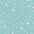 Seamless pattern. Falling snow, snowflakes background Blue Vector.