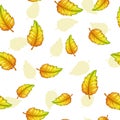 Seamless pattern with falling yellow leaves