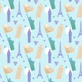 Seamless Pattern with Famous Touristic Attractions