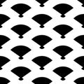 Seamless pattern with fan. Japanese black and white background