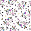 Seamless pattern with fantastic unicorn. Cartoon children background Royalty Free Stock Photo