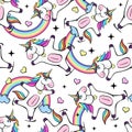 Seamless pattern with fantastic unicorn. Cartoon children background Royalty Free Stock Photo