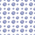 Cute watercolor pattern with fantasy cartoon blue planets on the space background, cosmos texture. Painting colorful kid Royalty Free Stock Photo