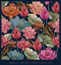 Seamless pattern fantasy lotus art