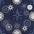 Seamless pattern with fantasy mystic symbols, Royalty Free Stock Photo