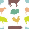Seamless pattern with Farm Animal silhouettes.