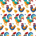 Seamless pattern from farm birds family cartoon flat illustration Royalty Free Stock Photo