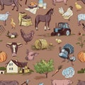 Seamless pattern with farm related items Royalty Free Stock Photo