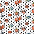 Seamless pattern with fashionable patch set. Hand drawn lips, love background