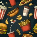 Seamless pattern fast food.