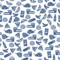 Seamless Pattern Fast Food Snack Picnic Unhealthy