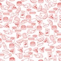 Seamless Pattern Fast Food Snack Picnic Unhealthy