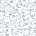 Seamless Pattern Fast Food Snack Picnic Unhealthy