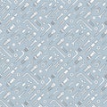 Seamless pattern of fasteners. Bolts, screws, nuts, dowels and rivets in doodle style. Hand drawn building material.