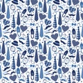 Seamless pattern of Fathers day. Flat set icons on white background. Royalty Free Stock Photo