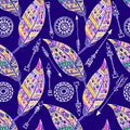 Seamless pattern with feather and arrows in vector Royalty Free Stock Photo