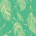 Seamless pattern from feathers of birds Royalty Free Stock Photo