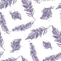 Seamless Pattern with Feathers blue on a white background. Vintage Artistically hand drawn stylized tribal feathers. Doodle Ink d