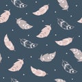 Seamless pattern feathers with boho style