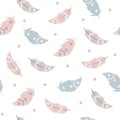 Seamless pattern feathers with boho style