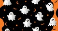 Halloween Ghosts Seamless Pattern, Cute Spooky Background Royalty Free Stock Photo
