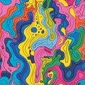colorful abstract blobs with lines in a seamless pattern