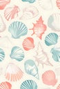Colorful Seashells Seamless Pattern Design Generative AI Royalty Free Stock Photo
