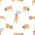 Seamless Pattern Featuring Adorable French Bulldogs In Various Poses, Perfect For A Playful And Charming Design