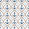 Nautical Anchor and Rope Pattern Seamless Design Royalty Free Stock Photo