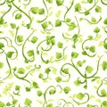 Seamless pattern featuring delicate climbing green vines and small fresh leaves intertwining across a light background suggesting Royalty Free Stock Photo