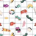 Seamless Pattern Featuring Dynamic Arrow Signs On A Checkered Background, Creating A Visually Engaging Repeated Design Royalty Free Stock Photo