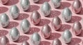 Disco Ball Easter Eggs Pattern on Pink Background Royalty Free Stock Photo