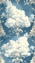 ornate clouds and fleur de lis pattern on blue background Royalty Free Stock Photo