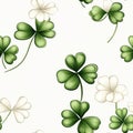 Seamless pattern featuring green and white shamrocks on light background, perfect for festive designs Royalty Free Stock Photo
