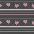 Seamless Pattern Featuring Hearts and Lines in Pink Against a Dark Background in a Simple Design Royalty Free Stock Photo