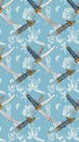 Katana and Floral Pattern on Light Blue Royalty Free Stock Photo