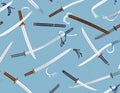 Katana Sword Pattern on Blue Background Royalty Free Stock Photo