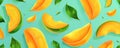 Seamless pattern featuring mango slices for background, perfect for a vibrant Royalty Free Stock Photo